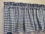 Country Primitive Navy Blue Plaid Homespun Valance