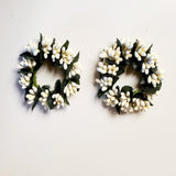 2 Country Primitive Ivory Cream Pip Berry Taper Candle Rings 1.5"