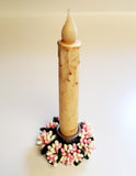 2 Country Primitive Cream & Pink  Pip Berry Taper Candle Rings 1.5"