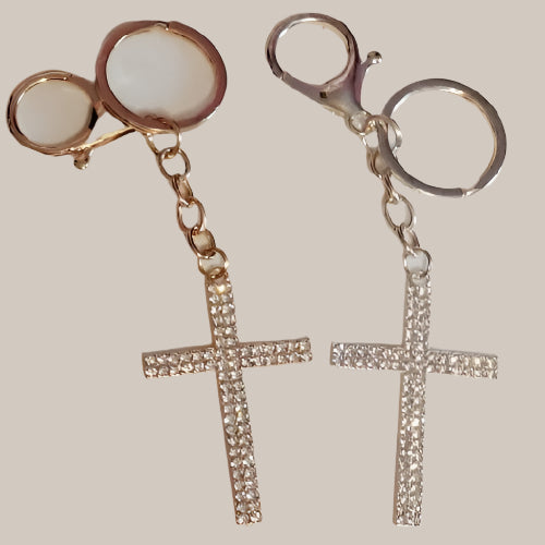 Rhinestone Cross Keychain Purse Charm