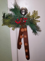 Faux Leather Country Christmas Jingle Bell Door Knob Hanger