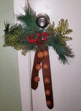 Faux Leather Country Christmas Jingle Bell Door Knob Hanger