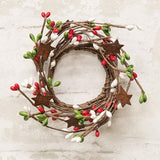 Holiday Combo Pip Berry Candle Ring with Star Red White and Green 2"