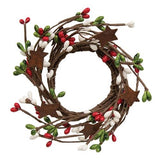 Holiday Combo Pip Berry Candle Ring with Star Red White and Green 2"