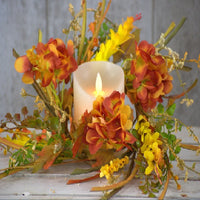 Country Farmhouse Fall Hydrangea Candle Ring