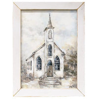 White Framed Church Print