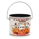 Country Primitive Farmers Market Metal Bucket with Handle Fall Thanksgiving