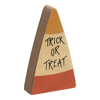 3 pc Set Trick or Treat Candy Corn Block Shelf Sitters
