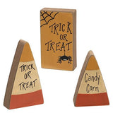 3 pc Set Trick or Treat Candy Corn Block Shelf Sitters