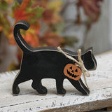 Black Cat Wooden Shelf Sitter With Jack Charm