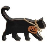 Black Cat Wooden Shelf Sitter With Jack Charm