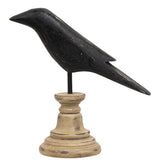 Primitive Wooden Crow on Pedestal