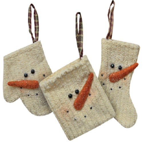 Country Primitive Chenille Snowman Ornaments