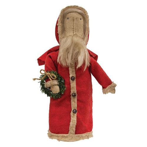 Primitive Vintage Santa Doll with Wreath