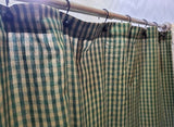 Handmade Country Primitive Green Check Homespun Shower Curtain