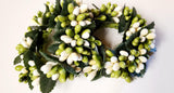 2 Country Primitive Green & Cream Pip Berry Taper Candle Rings 1.5"