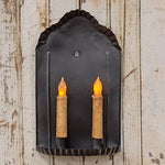 Primitive Colonial Hamilton Black Metal Taper Candle Sconce