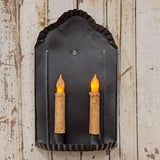 Primitive Colonial Hamilton Black Metal Taper Candle Sconce