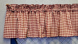 Handmade Red check homespun valance