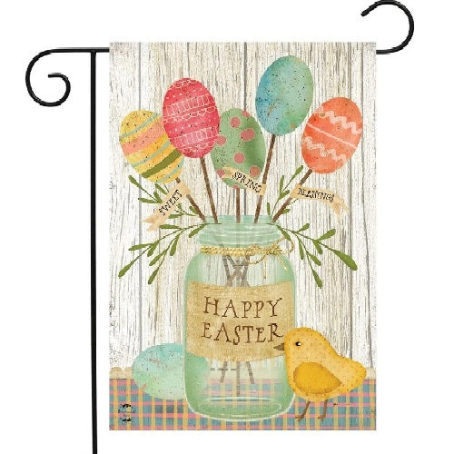 Happy Easter Mason Jar &  Chick Primitive Garden Flag