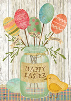 Happy Easter Mason Jar &  Chick Primitive Garden Flag