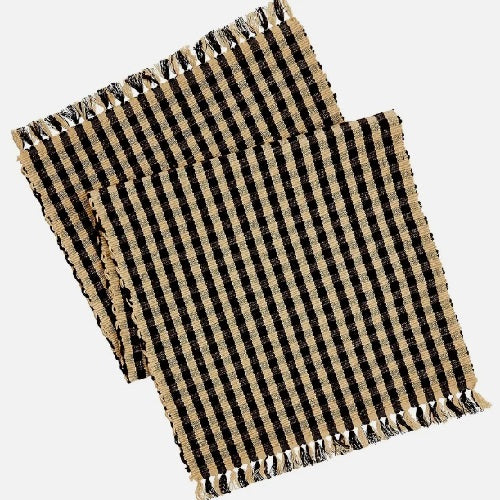 Heritage house black check table runner