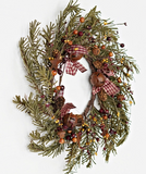 Country Primitive Holiday Pine Christmas Wreath 12"