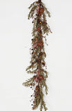 Holiday Pine Christmas Garland with Rusty Tin Bells Gingham Bows