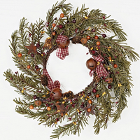 Country Primitive Holiday Pine Christmas Wreath 12"