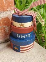 Country Primitive Patriotic Liberty Nesting Boxes Ornament