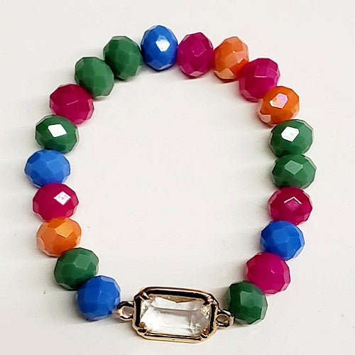 Multi Colored Beaded Stretch Bracelet