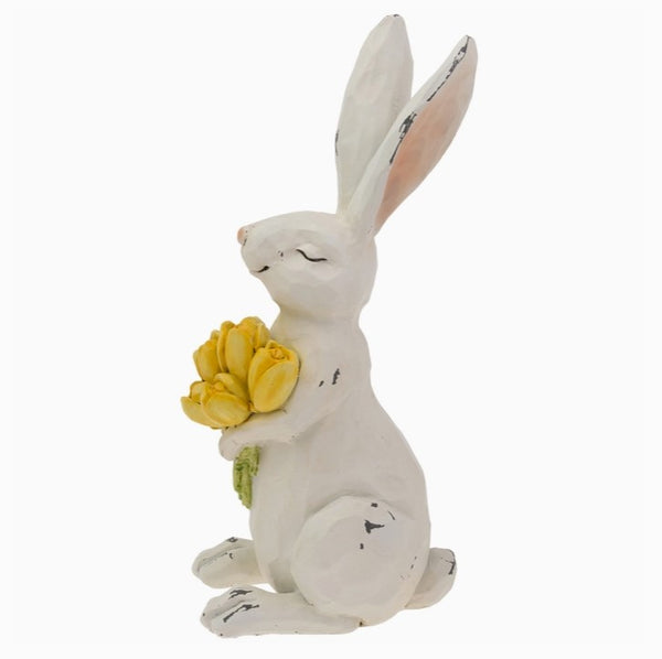 Eater Bunny Holding Tulips Figurine