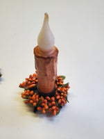 Set of 2 Country Primitive Orange Pip Berry Taper Candle Rings 1.5"