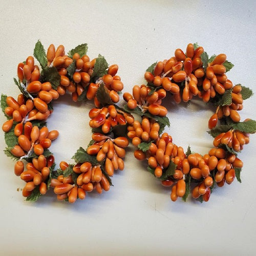 Orange Pip Berry Taper Candle Rings Set of 2