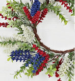 Red White Blue Heather with Boxwood Candle Ring 6.5 Inch