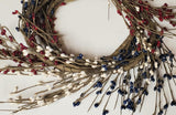 Primitive Red White and Blue Pip Berry Garland 55 Inch