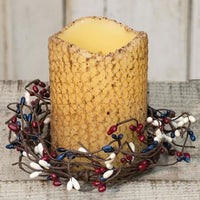 Primitive Patriotic Pip Berry Candle Ring 3.5" Country Mix