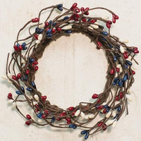 Primitive Patriotic Pip Berry Candle Ring 3.5" Country Mix
