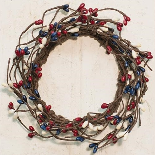 Primitive Patriotic Pip Berry Candle Ring 3.5" Country Mix