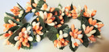 2 Country Primitive Peach & White Pip Berry Taper Candle Rings 1.5"