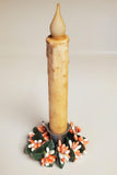 2 Country Primitive Peach & White Pip Berry Taper Candle Rings 1.5"