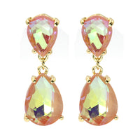 Pink Teardrop Dangle Crystal Earrings