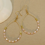 Light Pink Teardrop Beaded Dangle Earrings