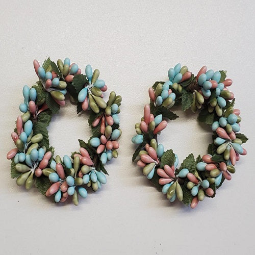 Set of 2 Spring Pip Berry Taper Candle Rings 1.5" Blue Pink Green
