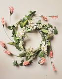 Pink and White Mixed Flowers Candle Ring Wreath