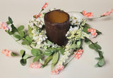 Pink and White Mixed Flowers Candle Ring Wreath