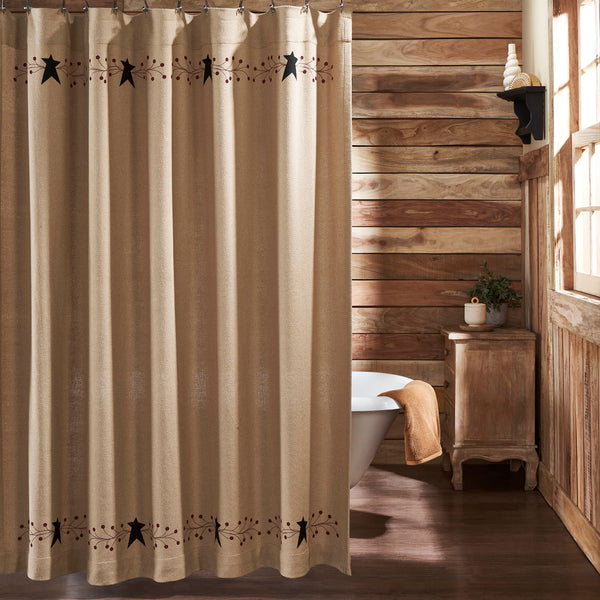Country Primitive Pip Vine Star Shower Curtain