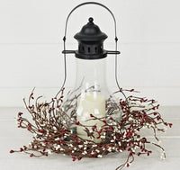 Burgundy and Cream Pip Berry Wreath w Rusty Tin Stars