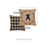 Country Primitive Pip Vine Star Wreath Pillow 6x6