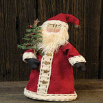 Country Primitive Christmas Santa Doll Holding Feather Tree